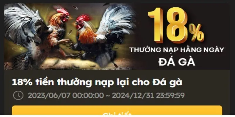 Thưởng 18% chuyên mục đá gà cho mọi hội viên